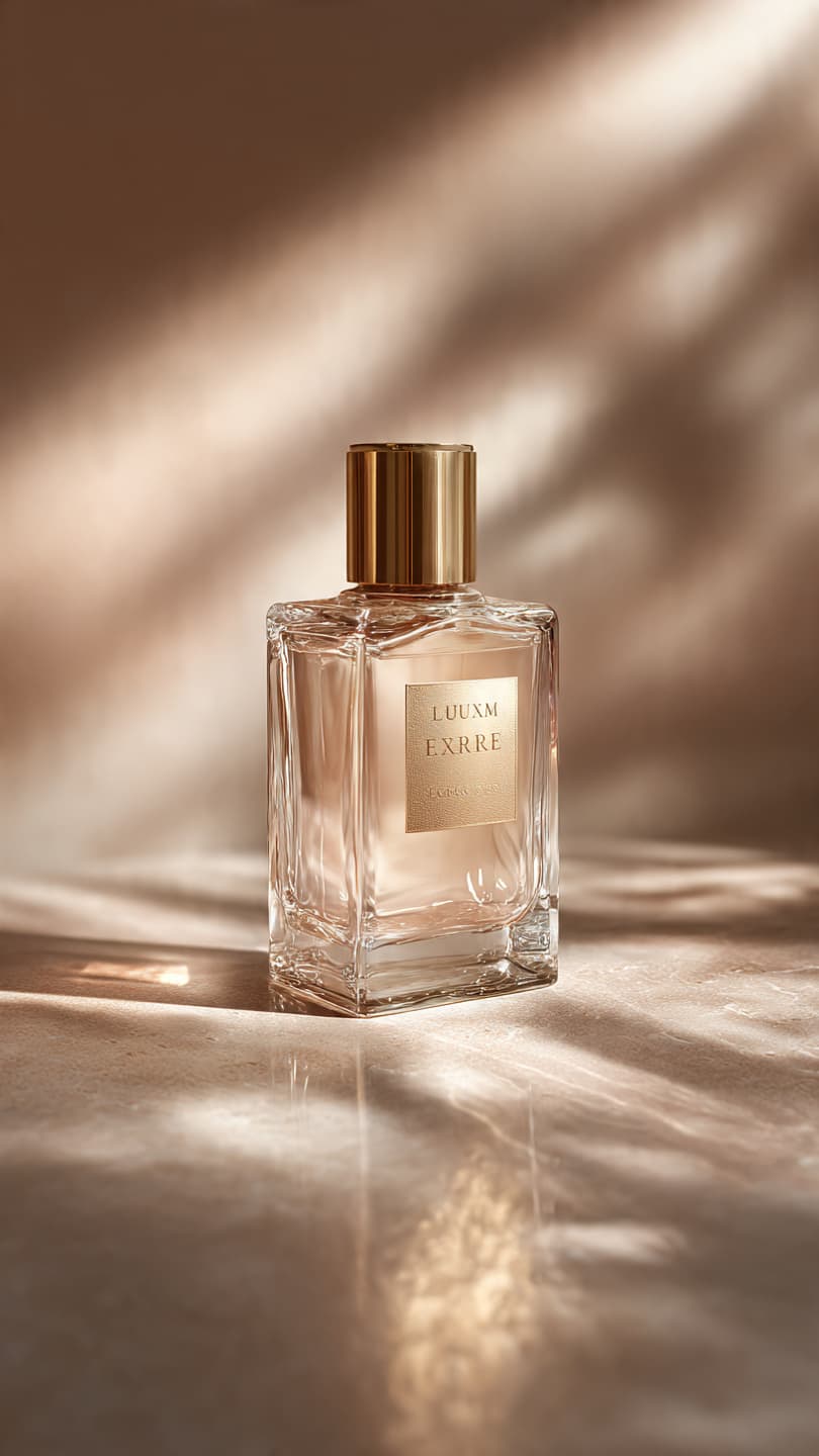Luxury beauty product direction — cinematic light refraction and surface texture study