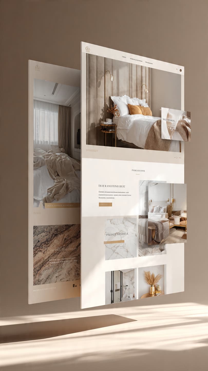 Premium digital architecture — structured website presentation with spatial composition